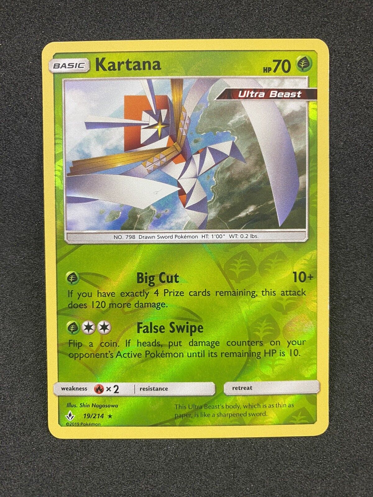 Pokemon Kartana 19/214 Reverse Holo Rare Unbroken Bonds VLP