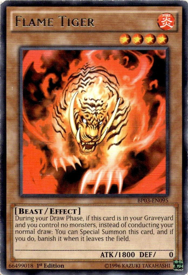 Yugioh Flame Tiger BP03-EN095 Rare 1st Edition DAMAGED