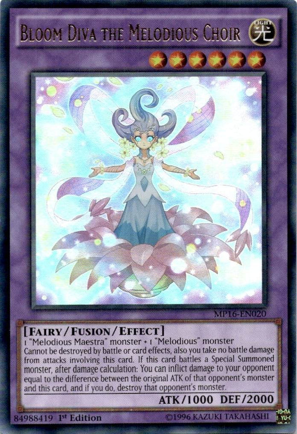 Yugioh Bloom Diva the Melodious Choir MP16-EN020 Ultra Rare 1st Edition VLP/NM