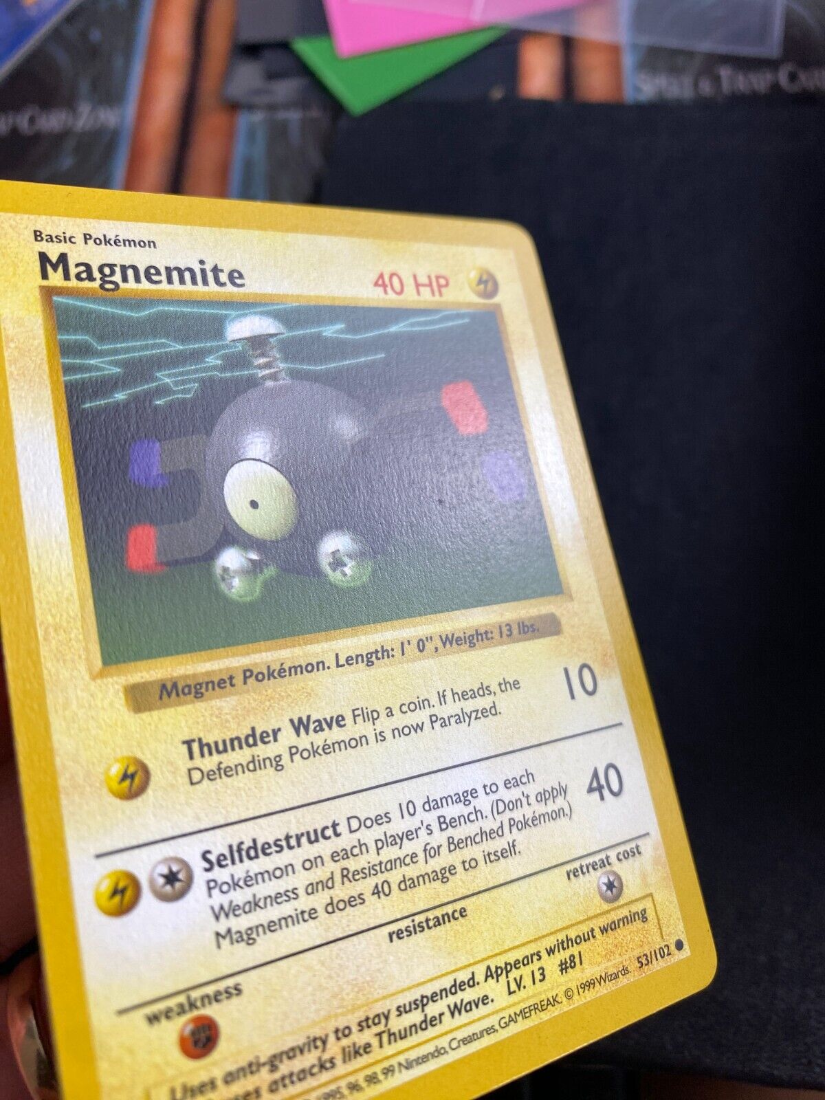 Pokemon Magnemite 53/102 Base Set 1999 Shadowless Non Holo VLP/NM