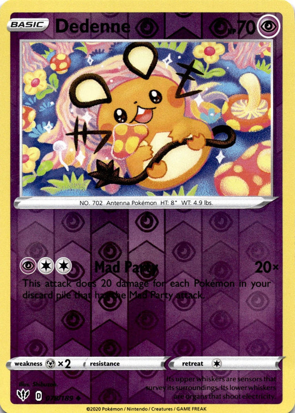 Pokemon Dedenne 078/189 Darkness Ablaze Reverse Holo VLP/NM