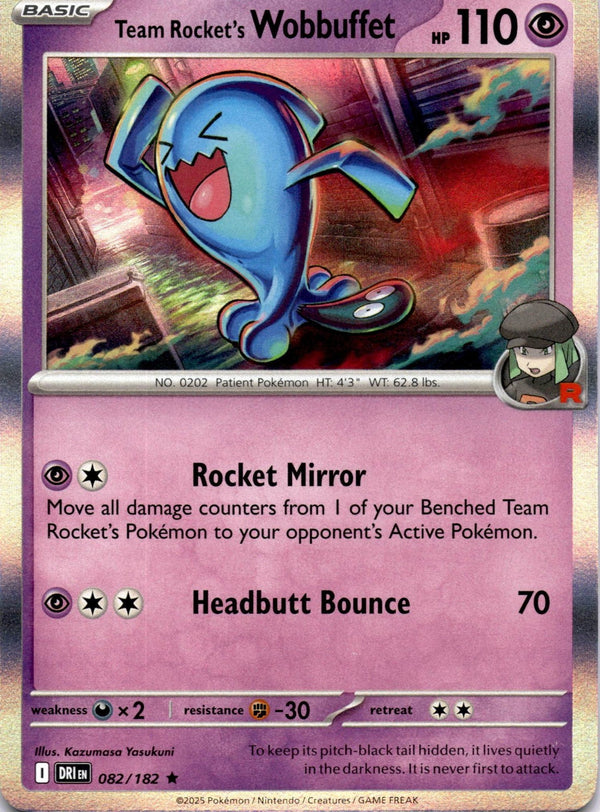 Pokemon Team Rocket's Wobbuffet 082/182 Destined Rivals Holo NM