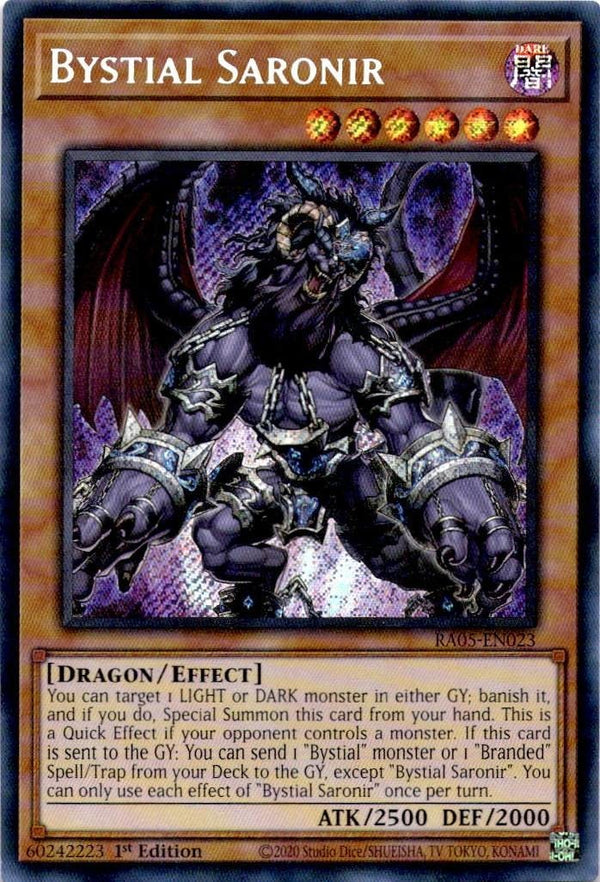 Yugioh Bystial Saronir RA05-EN023 NA Print Secret Rare 1st Edition NM