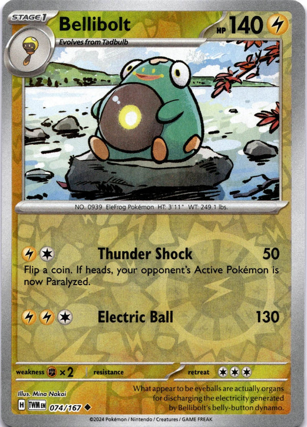 Pokemon Bellibolt 074/167 Twilight Masquerade Reverse Holo NM