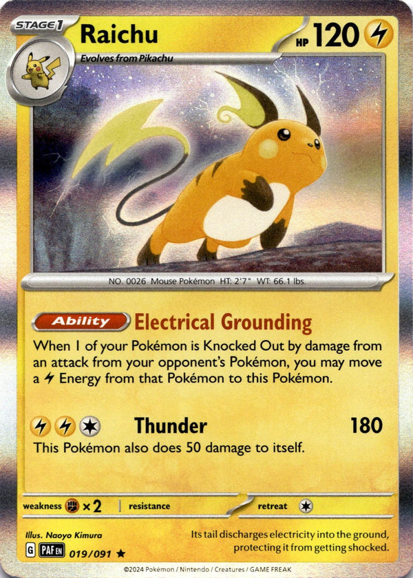 Pokemon Raichu 019/091 Paldean Fates Holo NM