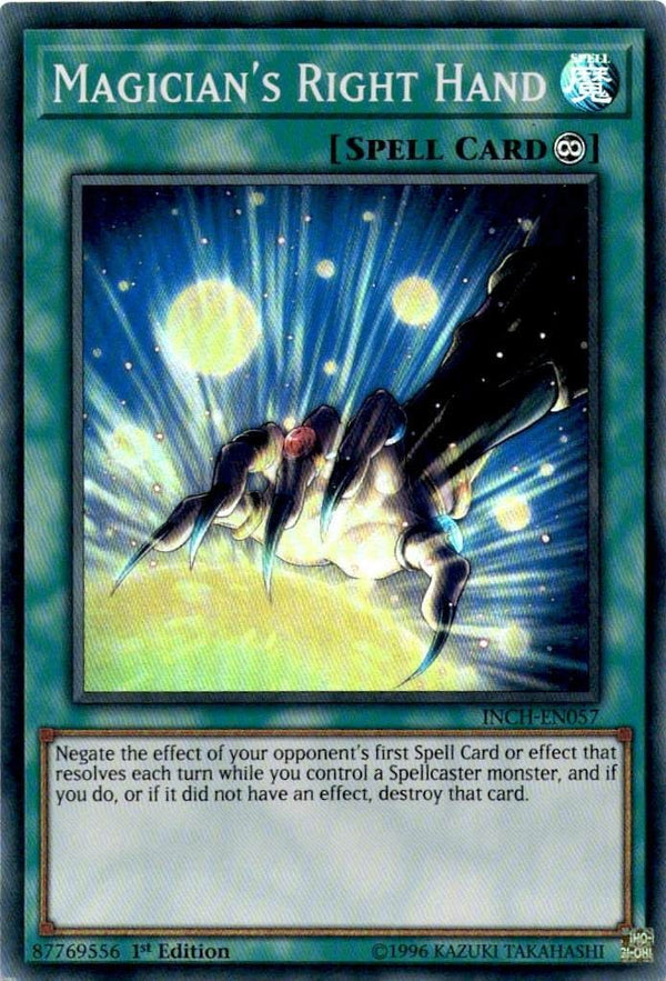 Yugioh Magician's Right Hand INCH-EN057 Super Rare 1st Edition VLP/NM