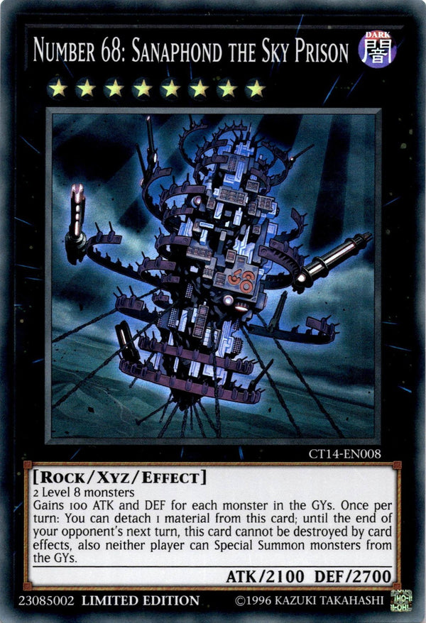 Yugioh Number 68: Sanaphond the Sky Prison CT14-EN008 Super Rare Limited Ed NM
