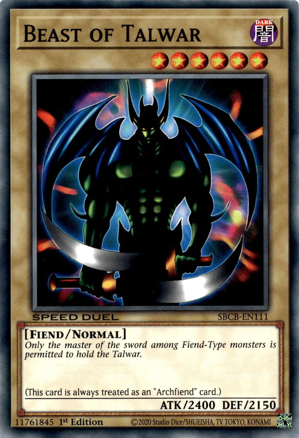 Yugioh Beast of Talwar SBCB-EN111 Speed Duel Common 1st Edition VLP/NM