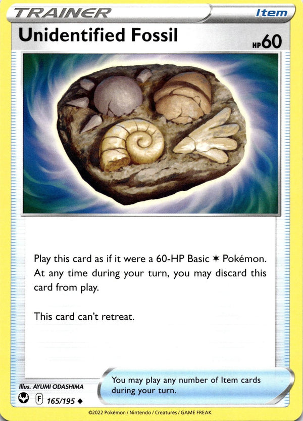 Pokemon Unidentified Fossil 165/195 Silver Tempest Non Holo NM