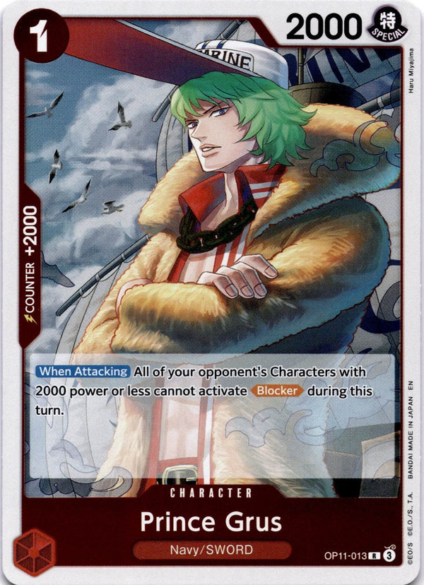 One Piece Prince Grus OP11-013 A Fist of Divine Speed R NM