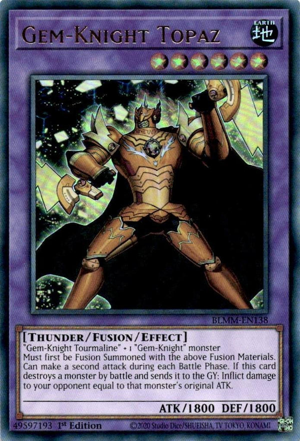 Yugioh Gem-Knight Topaz BLMM-EN138 Ultra Rare 1st Edition NM