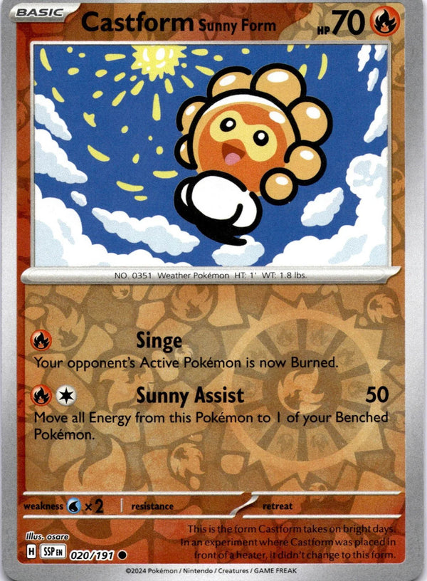 Pokemon Castform Sunny Form 020/191 Surging Sparks Reverse Holo NM