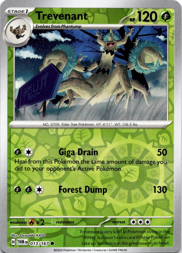 Pokemon Trevenant 013/167 Twilight Masquerade Reverse Holo NM