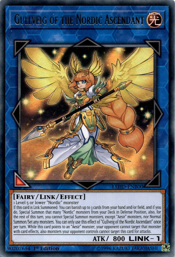 Yugioh Gullveig Of The Nordic Ascendant LEHD-ENB00 Ultra Rare 1st MP (INDENTS)