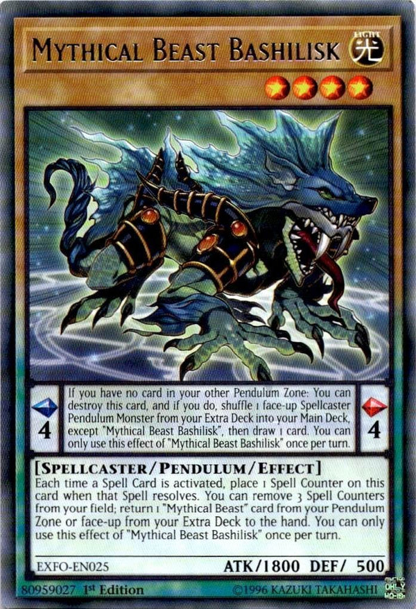 Yugioh Mythical Beast Bashilisk EXFO-EN025 Rare 1st Edition VLP/NM