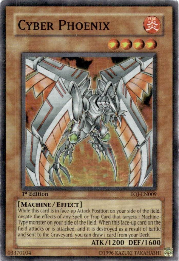 Yugioh Cyber Phoenix EOJ-EN009 Super Rare 1st Edition DAMAGED