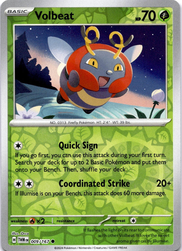 Pokemon Volbeat 009/167 Twilight Masquerade Reverse Holo NM