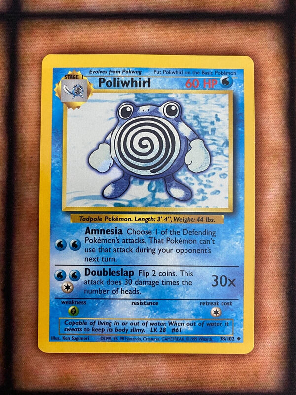 Pokemon Poliwhirl 38/102 Base Set LP Minor Crease/Bend