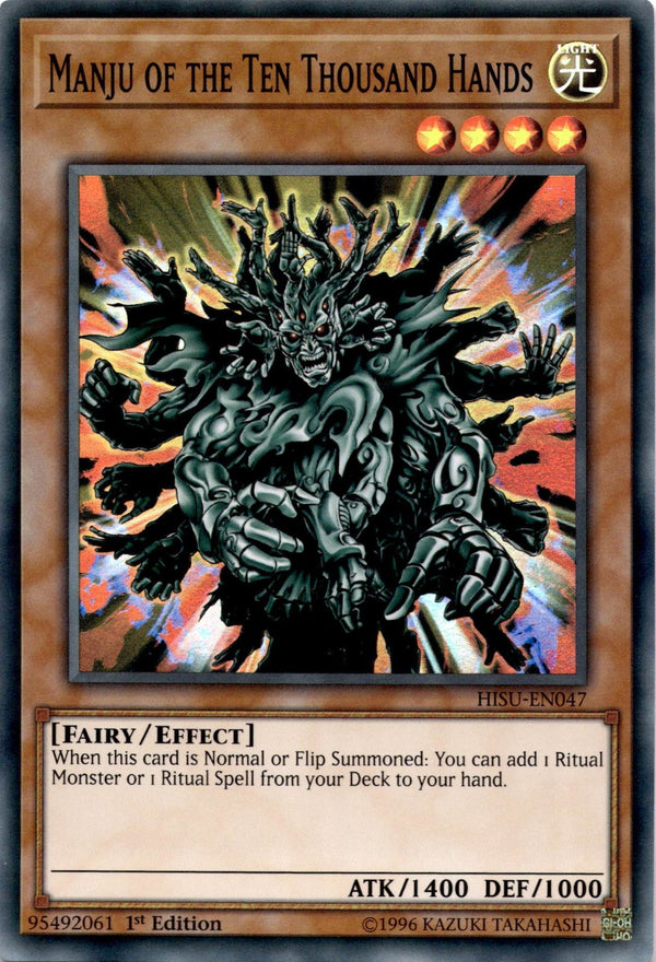 Yugioh Manju of The Ten Thousand Hands HISU-EN047 Super Rare 1st Edition NM