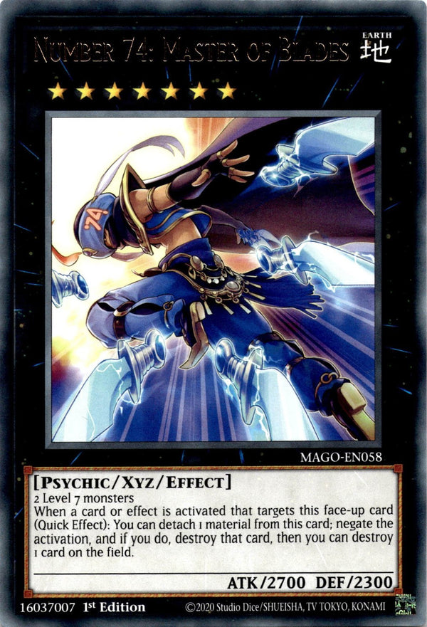 Yugioh Number 74: Master of Blades MAGO-EN058 Rare 1st Edition NM