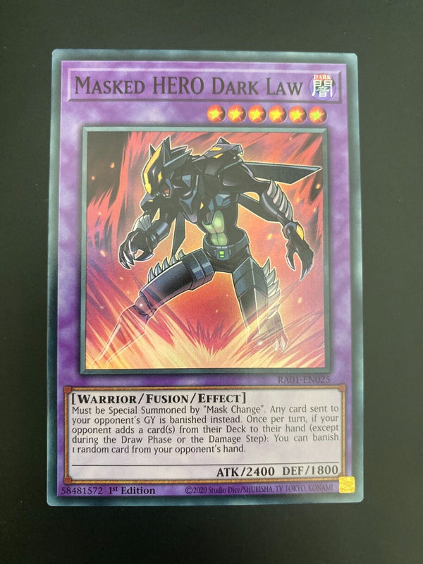 Yugioh Masked HERO Dark Law RA01-EN025 Super Rare MINT