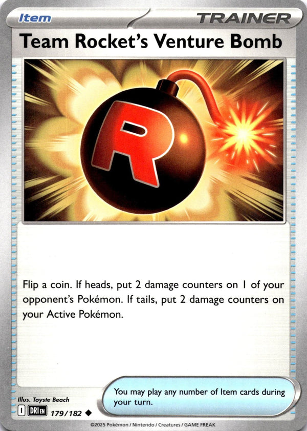 Pokemon Team Rocket's Venture Bomb 179/182 Destined Rivals Non Holo NM
