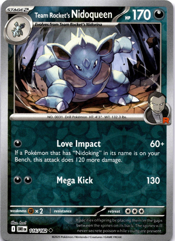 Pokemon Team Rocket's Nidoqueen 116/182 Destined Rivals Reverse Holo NM