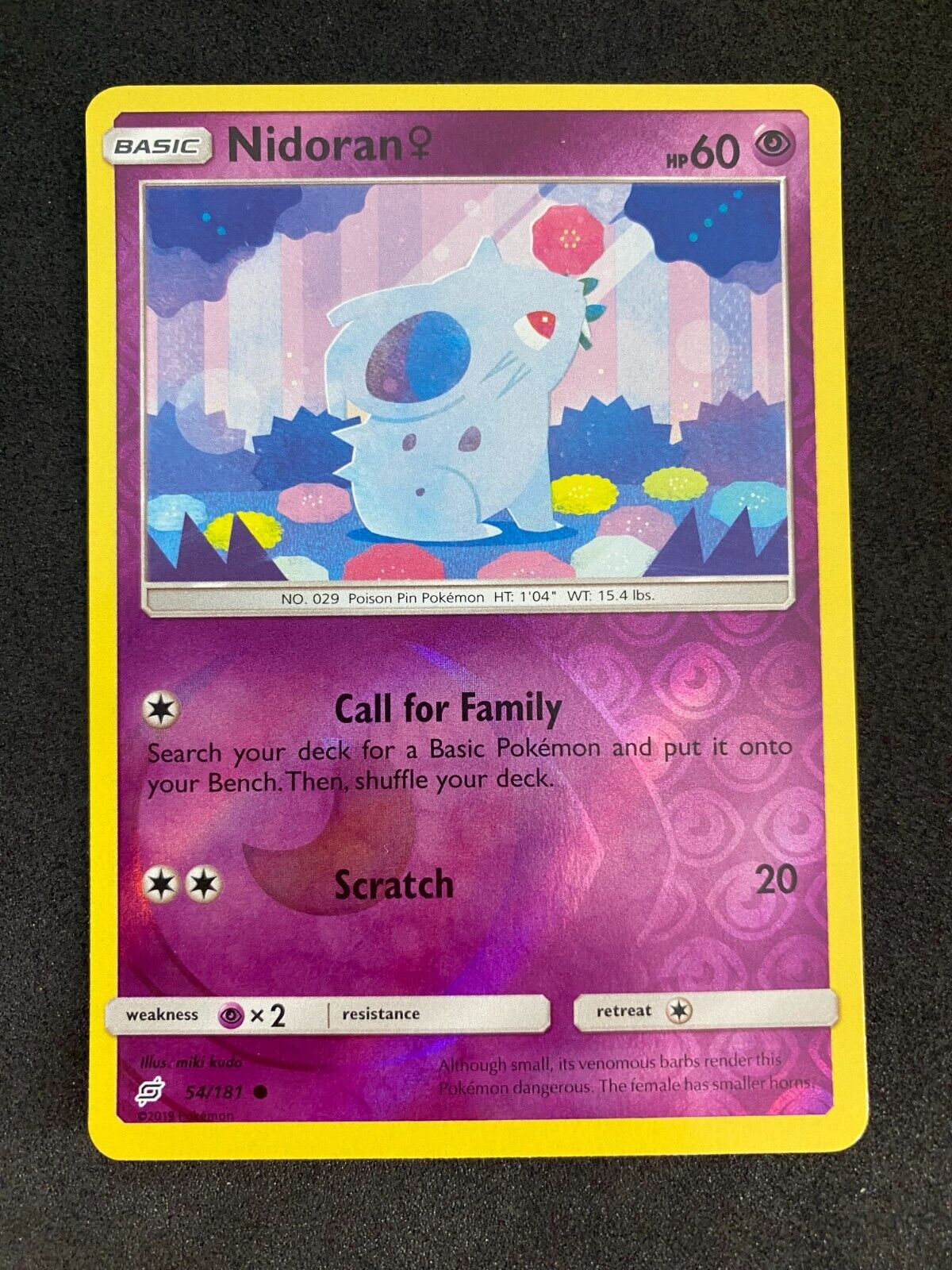 Pokemon Nidoran 54/181 Team Up Reverse Holo NM