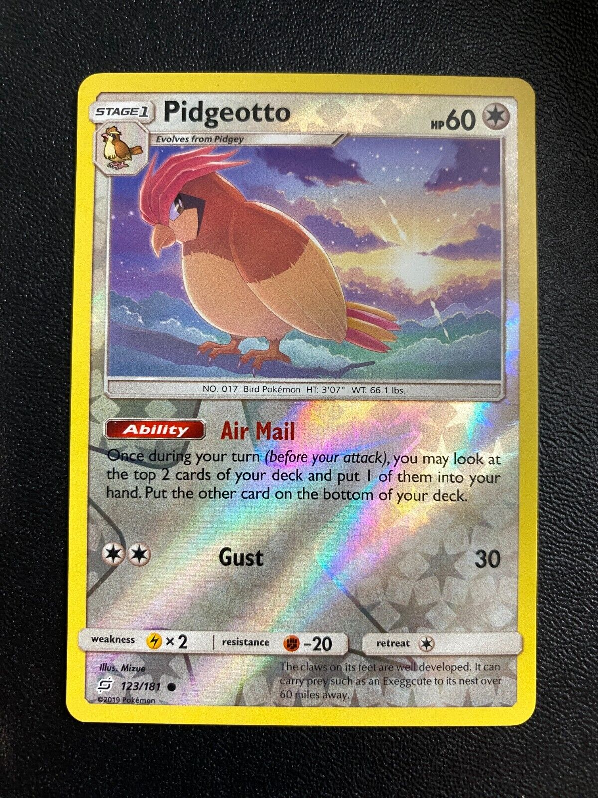 Pokemon Pidgeotto 123/181 SM Team Up Rare Reverse Holo