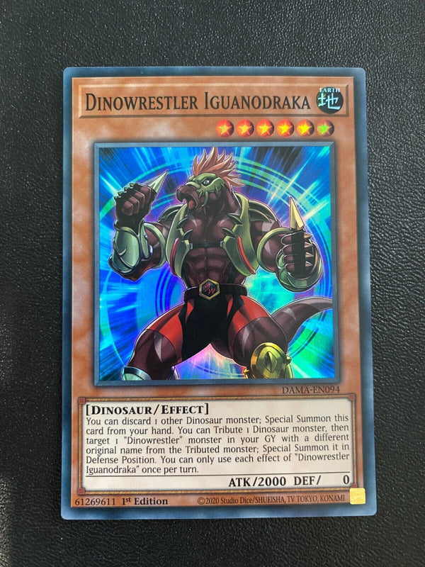 Yugioh Dinowrestler Iguanodraka DAMA-EN094 Super Rare 1st Edition NM