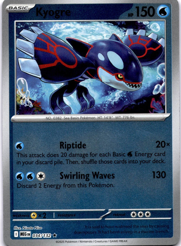 Pokemon Kyogre 034/132 Mega Evolution Reverse Holo NM