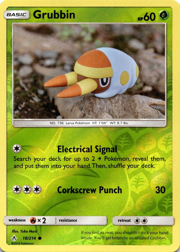 Pokemon Grubbin 18/214 Unbroken Bonds Reverse Holo NM