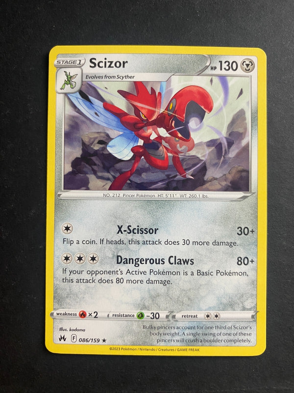 Pokemon Scizor 086/159 Crown Zenith Rare Non Holo NM