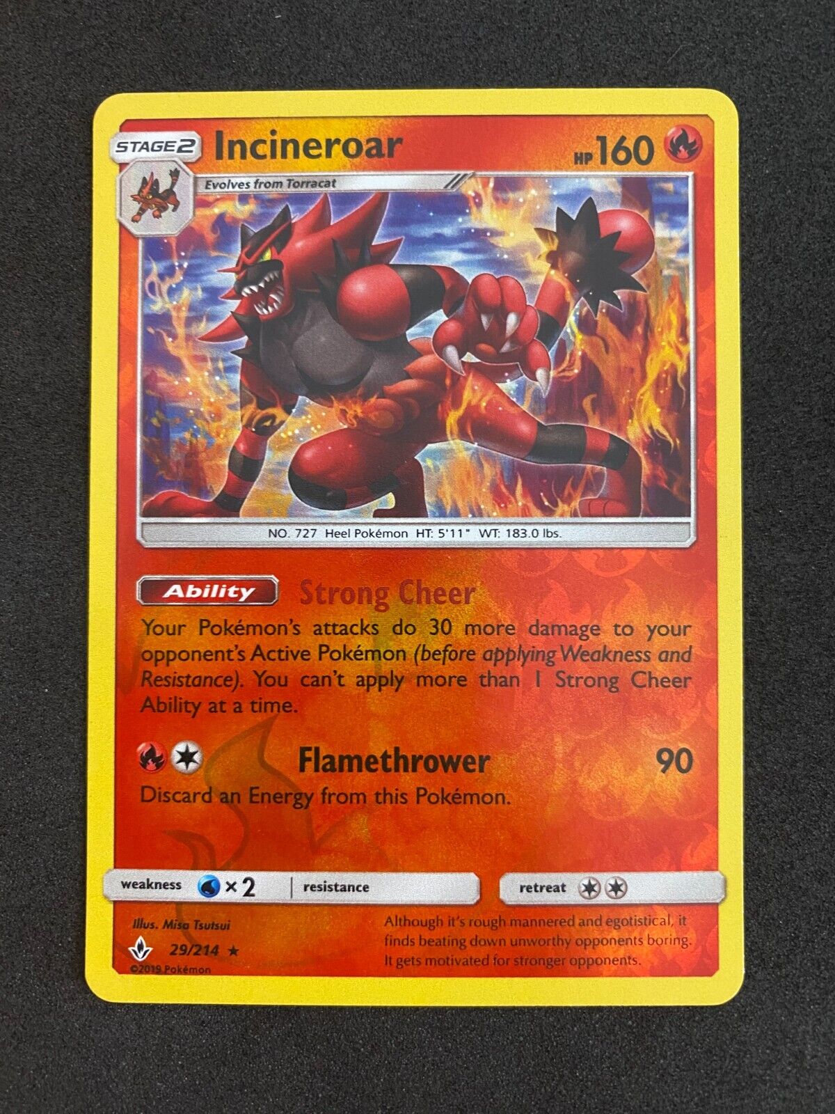 Pokemon Incineroar 29/214 Unbroken Bonds Reverse Holo NM