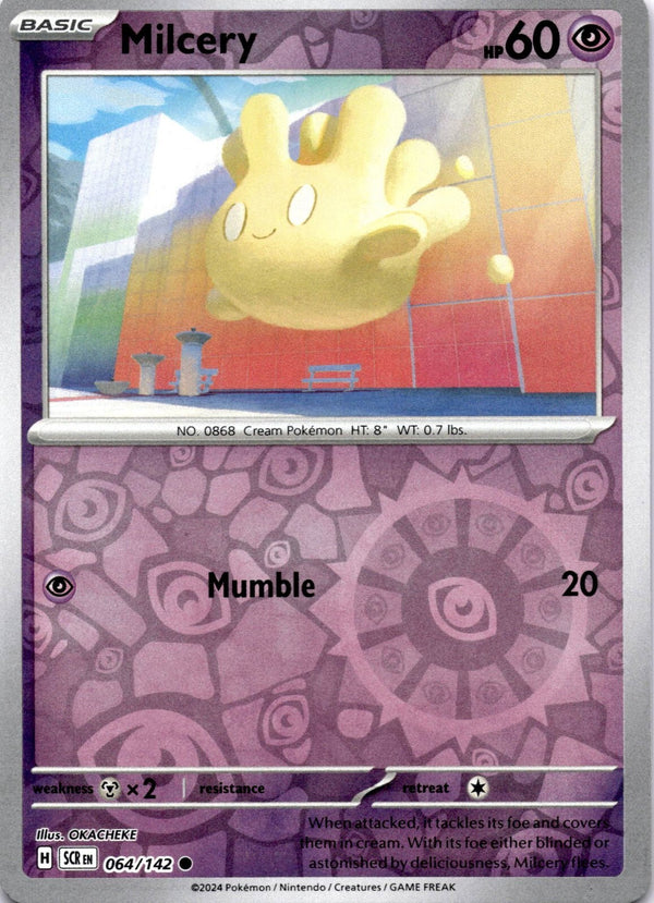 Pokemon Milcery 064/142 Stellar Crown Reverse Holo NM