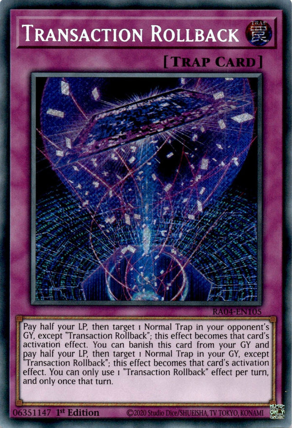 Yugioh Transaction Rollback RA04-EN105 Secret Rare 1st Edition NM