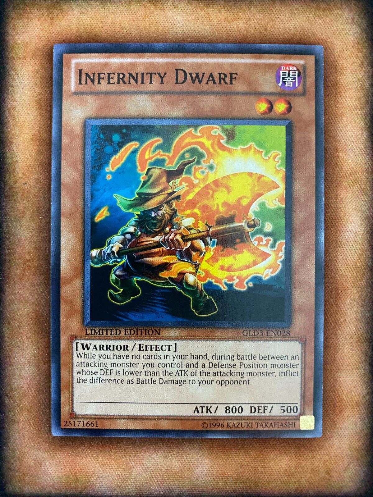 Yugioh Infernity Dwarf GLD3-EN028 Common Limited Edition VLP/NM