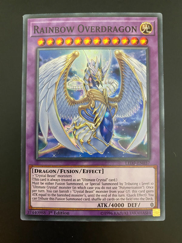 Yugioh Rainbow Overdragon LED2-EN037 Super Rare 1st Edition NM