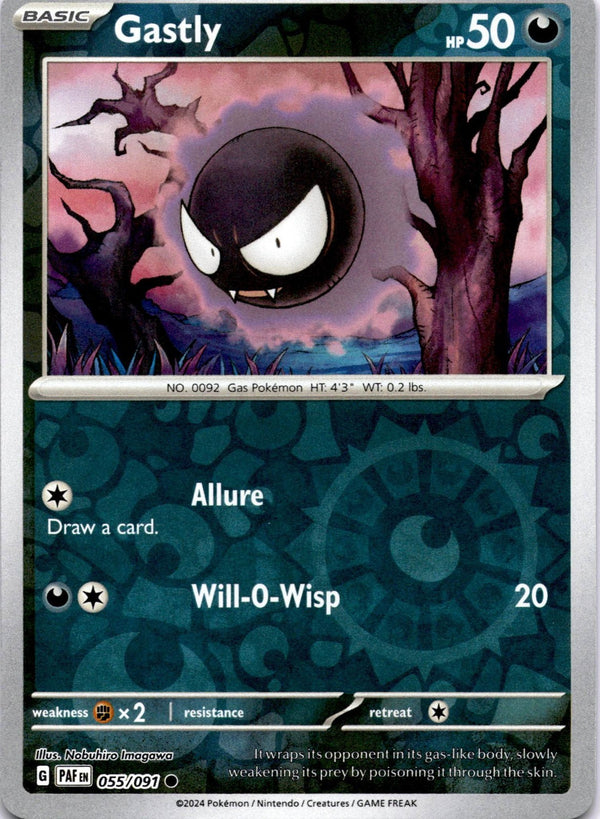 Pokemon Gastly 055/091 Paldean Fates Reverse Holo NM