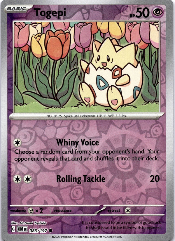 Pokemon Togepi 083/197 Obsidian Flames Reverse Holo NM
