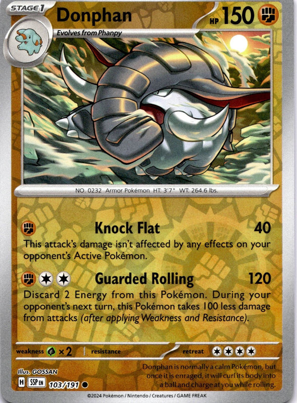 Pokemon Donphan 103/191 Surging Sparks Reverse Holo NM