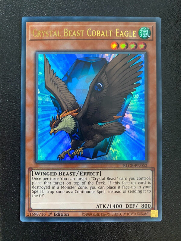 Yugioh Crystal Beast Cobalt Eagle BLCR-EN052 Ultra Rare 1st Edition NM/MINT