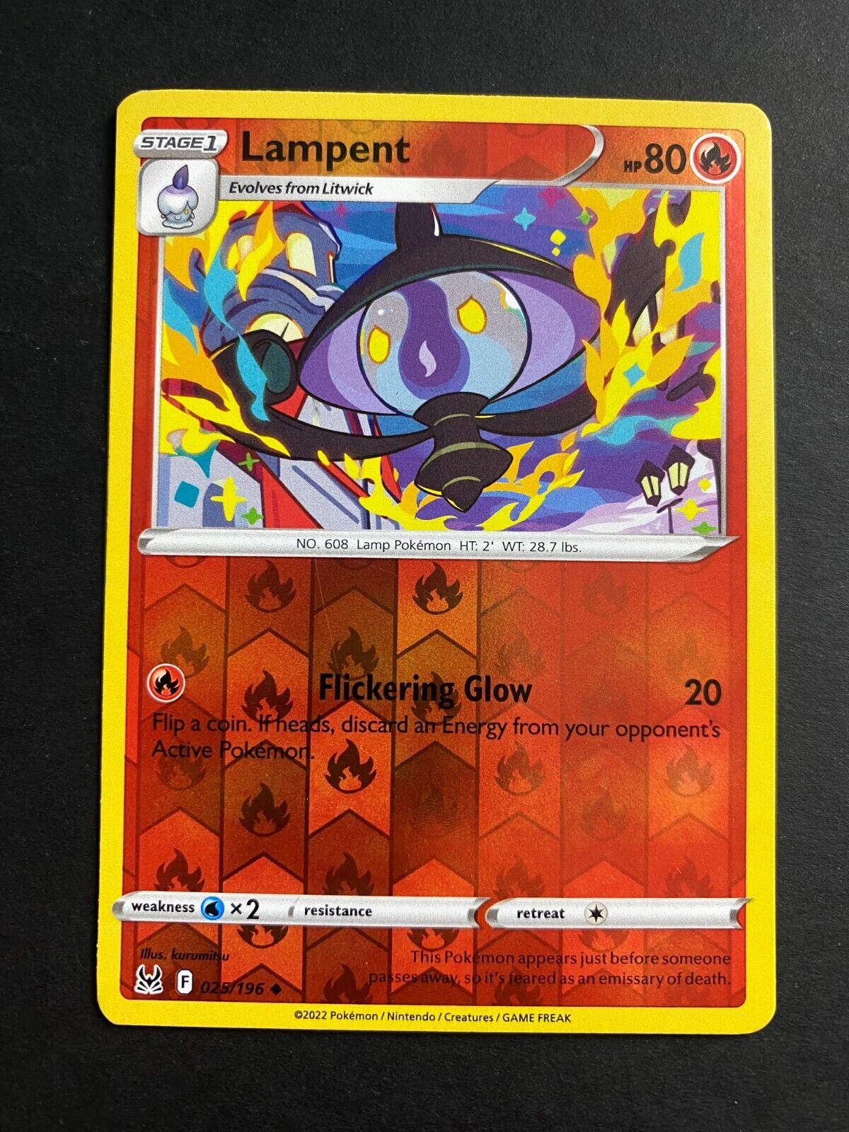 Pokemon Lampent 025/196 Lost Origin Reverse Holo VLP/NM