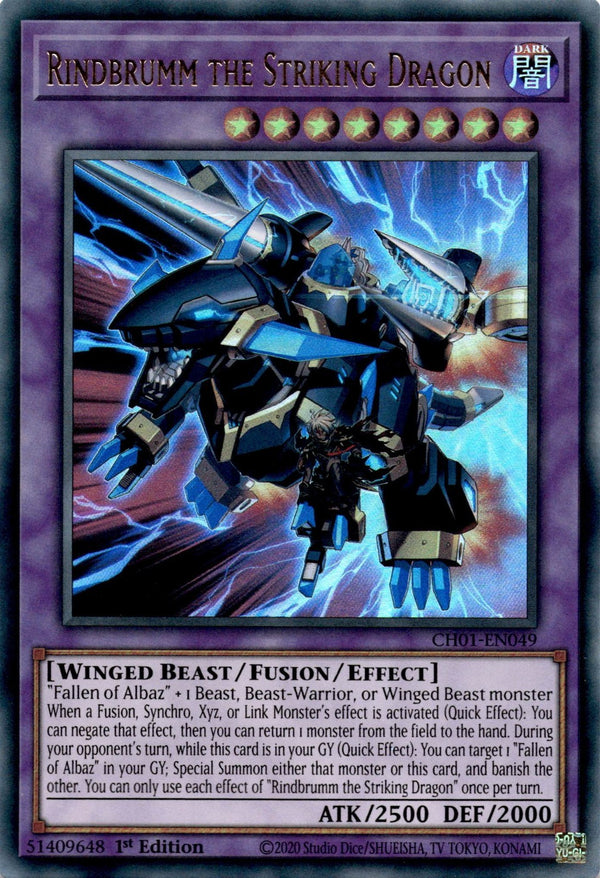 Yugioh Rindbrumm the Striking Dragon CH01-EN049 Ultra Rare 1st Edition NM