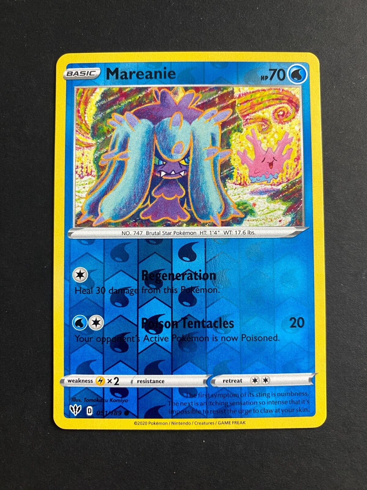 Pokemon Mareanie 051/189 Darkness Ablaze Reverse Holo NM