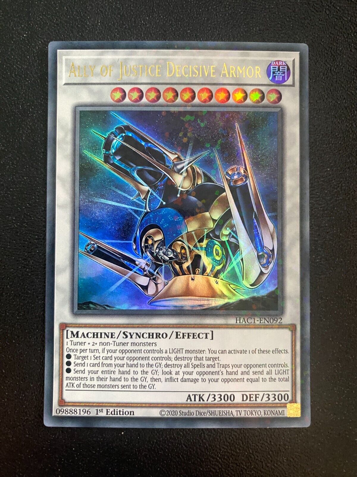 Yugioh Ally of Justice Decisive Armor HAC1-EN092 Terminal Ultra Rare 1st NM/MINT