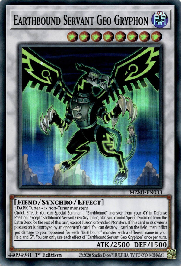 Yugioh Earthbound Servant Geo Gryphon MZMI-EN033 Super Rare 1st Edition NM