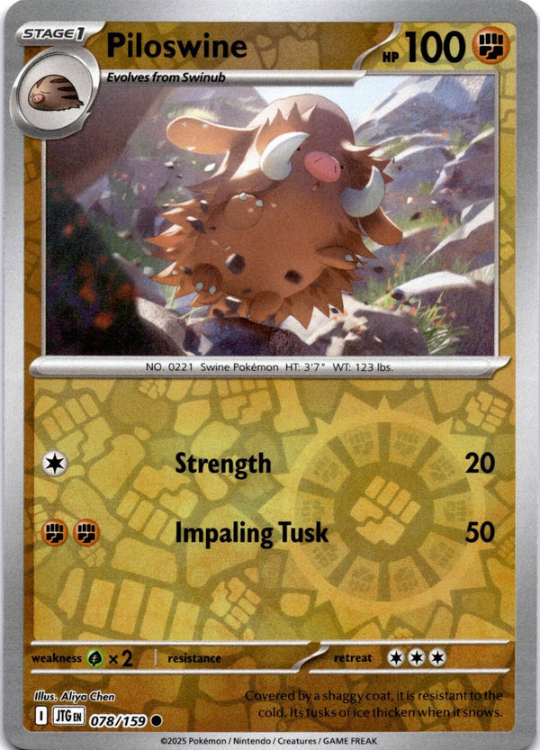 Pokemon Piloswine 078/159 Journey Together Reverse Holo NM