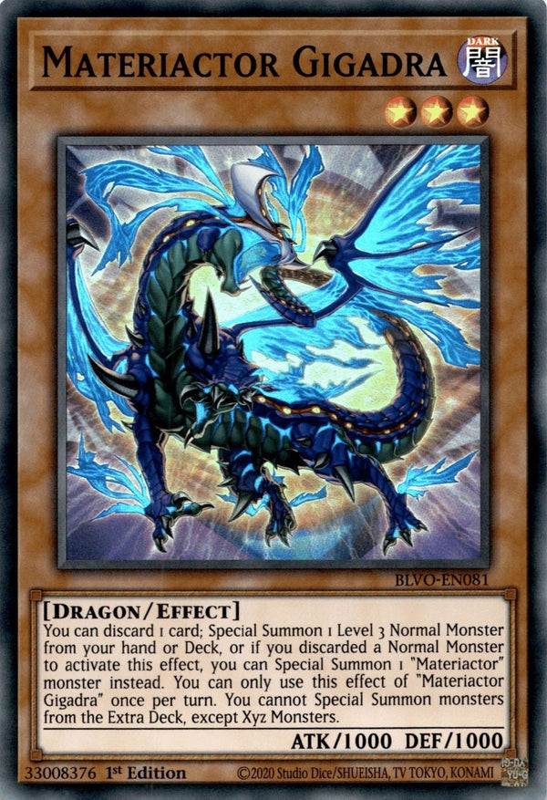 Yugioh Materiactor Gigadra BLVO-EN081 Super Rare 1st Edition VLP/NM