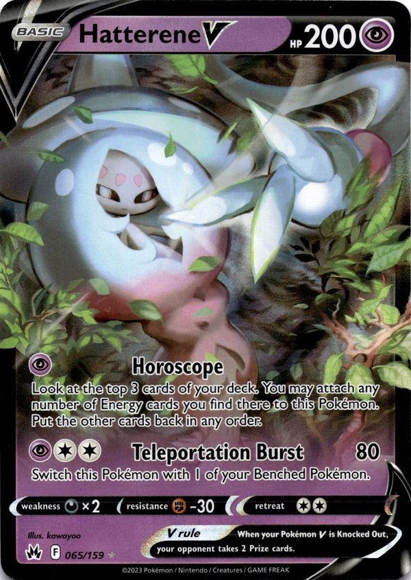 Pokemon Hatterene V 065/159 Crown Zenith Full Art Holo NM